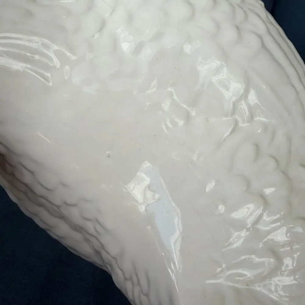Hen On Nest Soup Tureen Pier 1 Ceramic White Chicken in Basket Serving FLAWED
